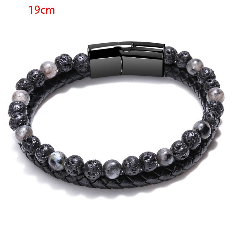 Volcano Tiger Eye Beaded Natural Stone Bracelet For Men And Women Cowhide Rope Bracelet Hand Jewelry