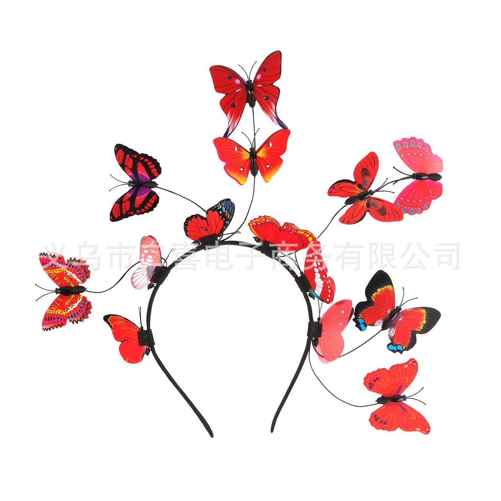 Hot Sale Simulation Plastic Butterfly Headband Head Flower Bridal Headband Travel Photo Photo Headgear