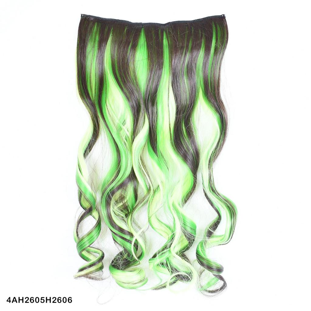 Highlighted Piano Color Hairpiece clip in hair extesnion one piece with 5Clips Long Wavy Hair Brown Red Blue colorful hair