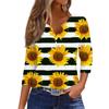Women's T Shirt Tee Print Button 3/4 Sleeve Daily Weekend Fashion Basic V Neck Regular Top