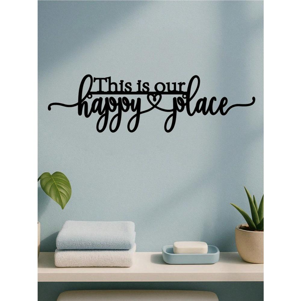 Metal Wall Art Sign Happy Place Home Decor Weatherproof Living Room Bedroom