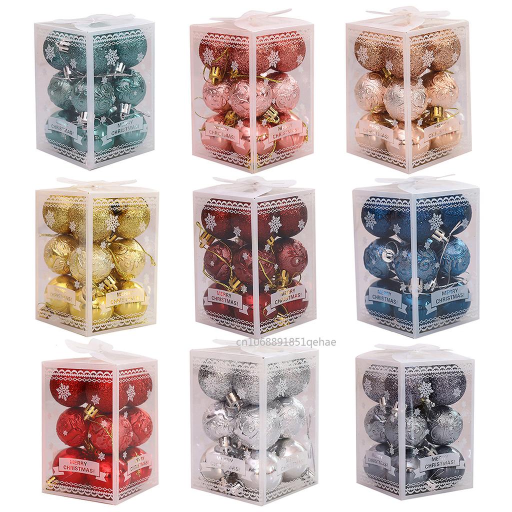 12PCS 4cm Christmas Ball Xmas Tree Balls Hanging Pendant Decoration Plastic  Xmas Party New  Accessories Ornament Decor