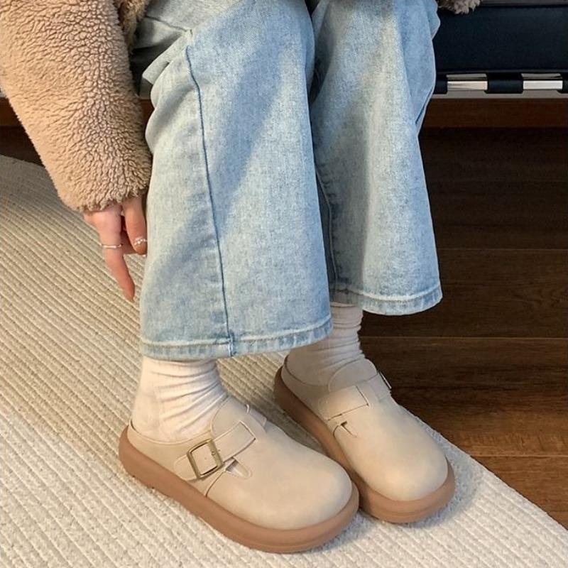 Shoes for Women Low Heel Woman Mules Slippers Round Toe Slides On Offer Easy Wears Summer Footwear 2025 Vip Price Sale Sandals