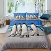Pinguin Bettbezug Set Antarktische Tiere Bettwäsche Set für Kinder Jungen Mädchen Cartoon Stil King Size Winterthema Bettdeckenbezug