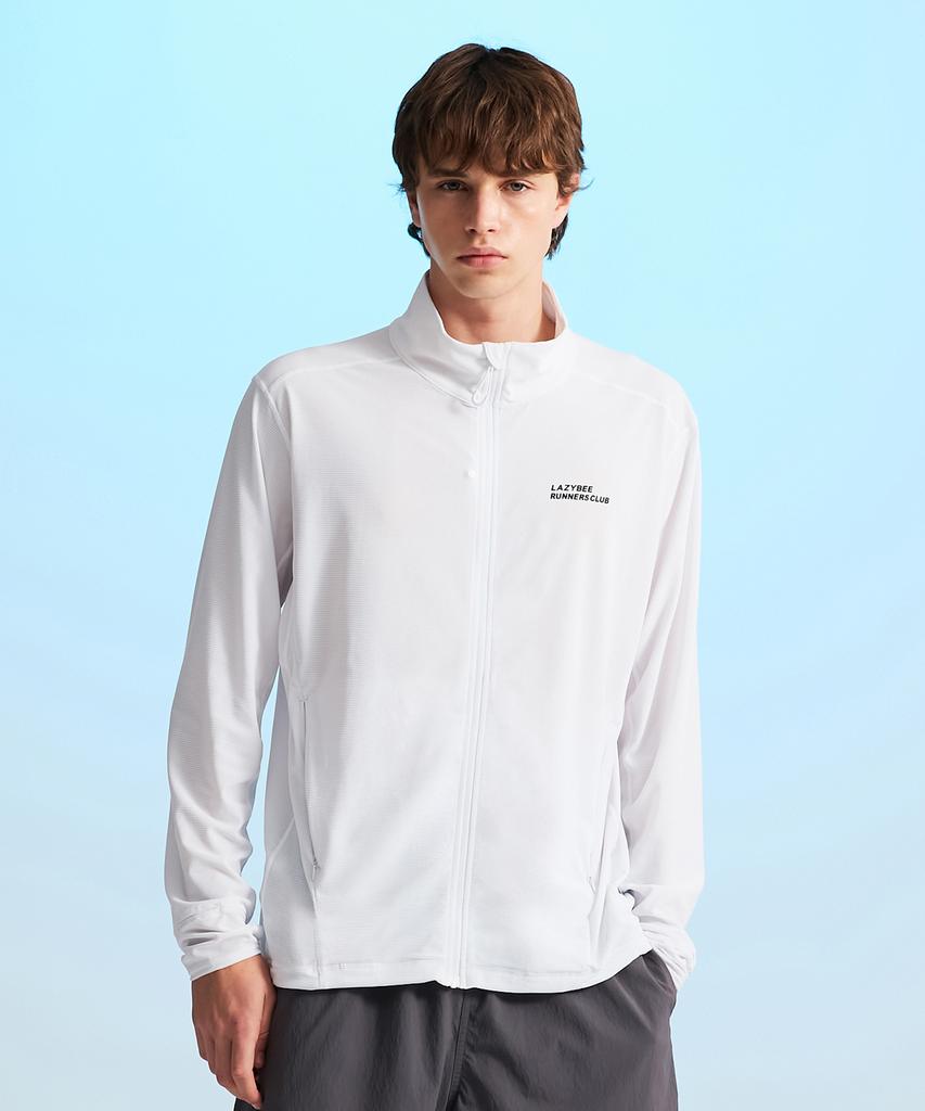 Leijibi Tech Flow Hydro Stand Neck Loose Fit Zip-Up Rash Guard W White