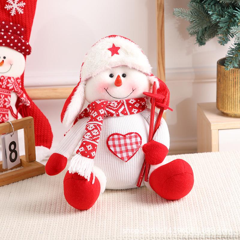 Christmas Telescopic Doll Old Man Snowman Deer Fabric Toy Christmas Gift Window Decoration Ornament