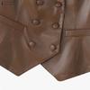 ZANZEA Women Casual V-Neck Sleeveless Faux PU Leather Cardigan Vest