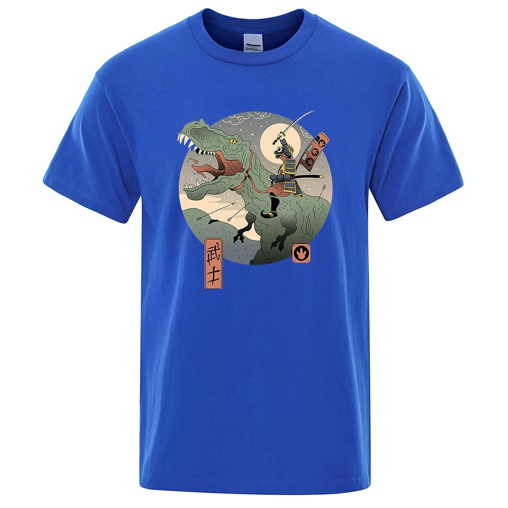 Japanese Harajuku Ukiyo E Jurassic Samurai Clothes Men Fashion Street Loose T Shirts Oversize Tee Clothes Cotton T-Shirt