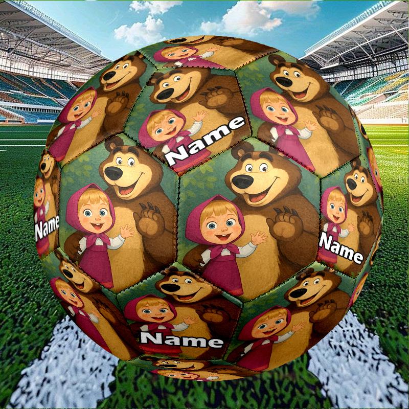 Custom Name Personalized Masha and The Bear-A Print Size 5 Soccer Ball Training & Match Football, for Team, Kicking, Gift for Football Enthusiasts