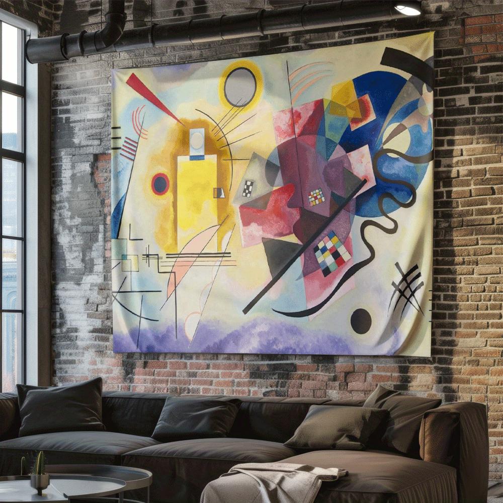 Abstrakte geometrische Farbblöcke Digitaldruck Polyester Wandteppich geeignet für den Einsatz in Wohnzimmern Schlafzimmern Bars Partys