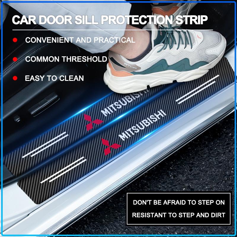 4Pcs Carbon Fiber Car Door Sill Protection Sticker Anti-scratch Refit For Mitsubishi Lancer 7 8 I200 Pajero Montero Sport Outlander ASX Mirage Eclipse