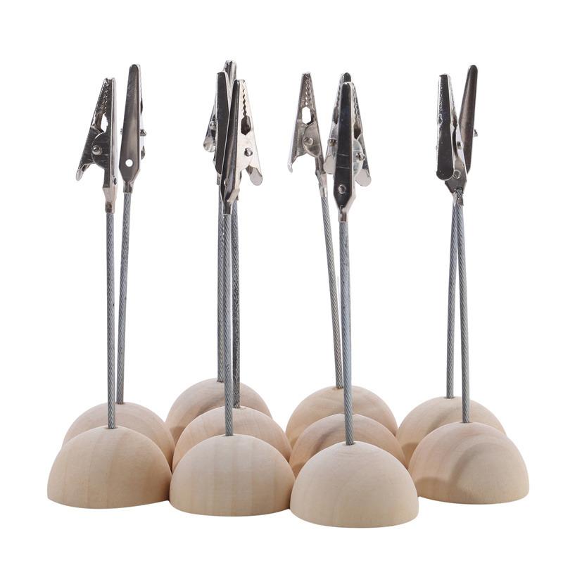 New Portable 10PCS/Set Wooden Place Card Holder Clips Wedding Place Card Holder Table Romantic Photo Memo Number Name Clips Base