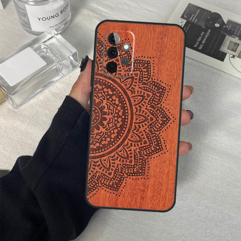 Mandala Wood Floral Case For Samsung Galaxy A14 A24 A34 A54 A51 A71 A13 A23 A33 A53 A73 A12 A22 A32 A52 Coque