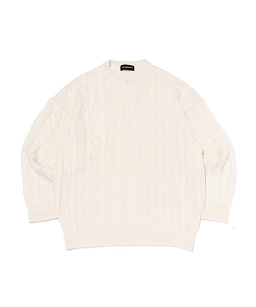 OTHERFITS Cable Henley Neck Overknit (Ivory)