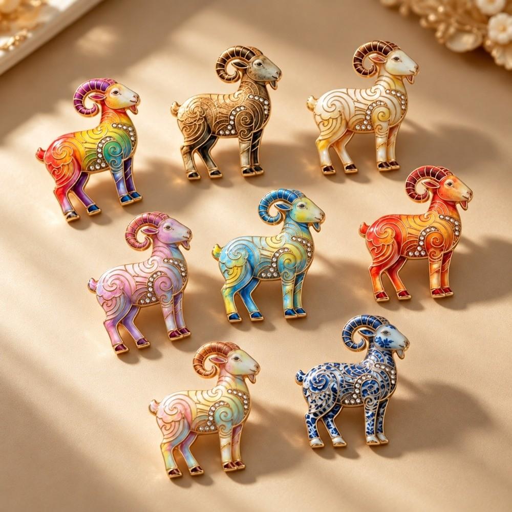 Diamond-inlaid Sheep Brooch Vintage Brooch Pins Trendy Lady's Suit Brooch  Cloth Accessories