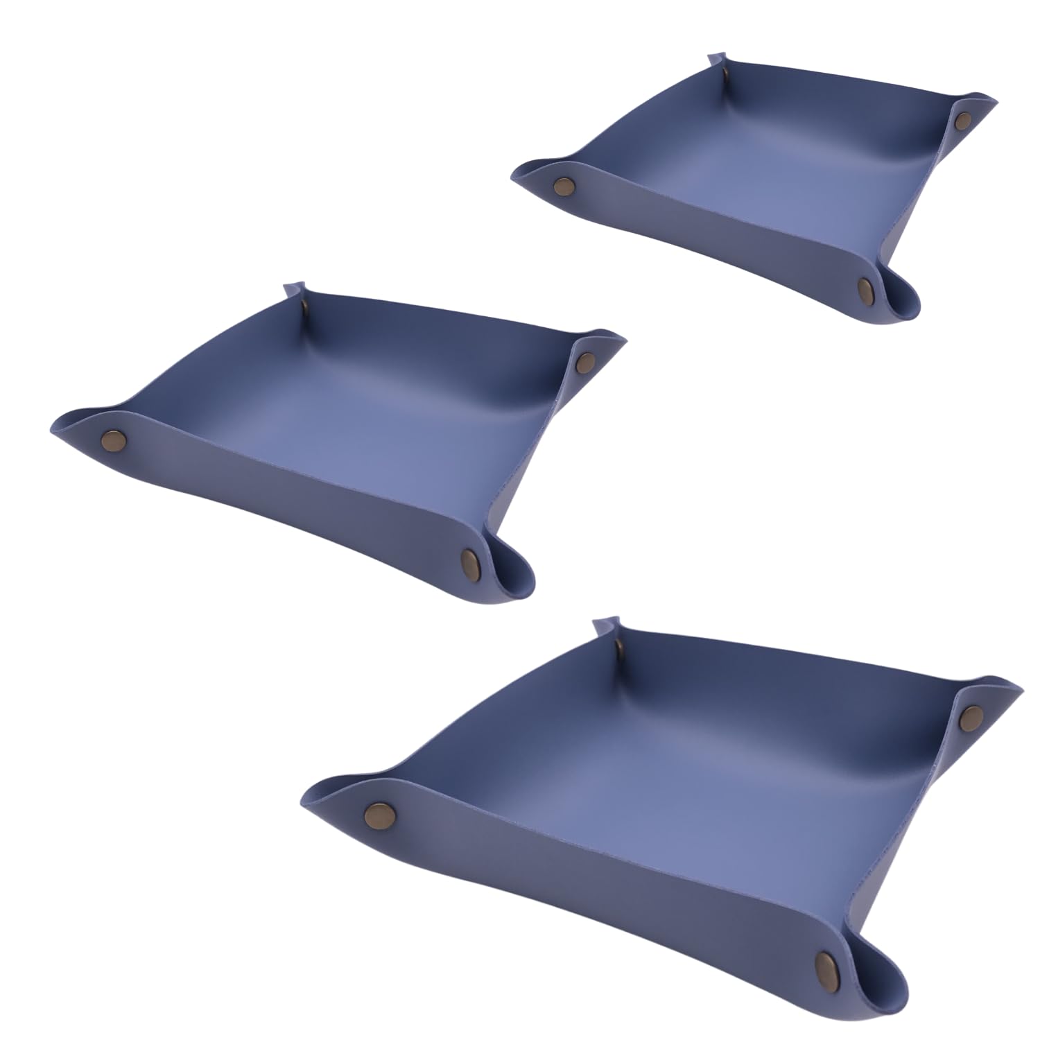 

NYANDELMO ND-0063-R09-SBU Accessory Tray, PU Leather, Set of 3, Smoky Blue Accessory Cases, Key Holder for Entryway