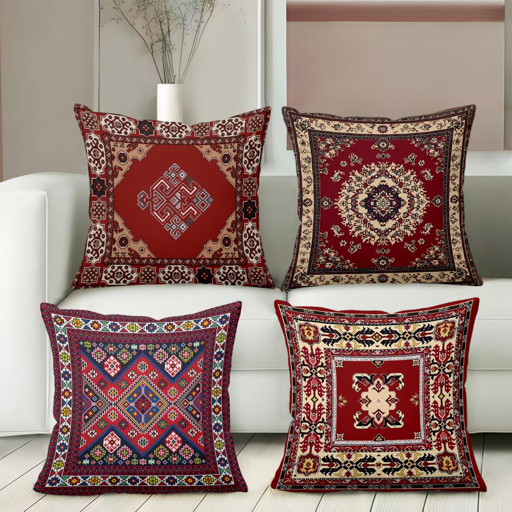 Exquisite Ethnic Patterned Decorative Cushion Covers Polyester Pillowcase, Sofa Decorative Cushion Cov Headboard Pillow