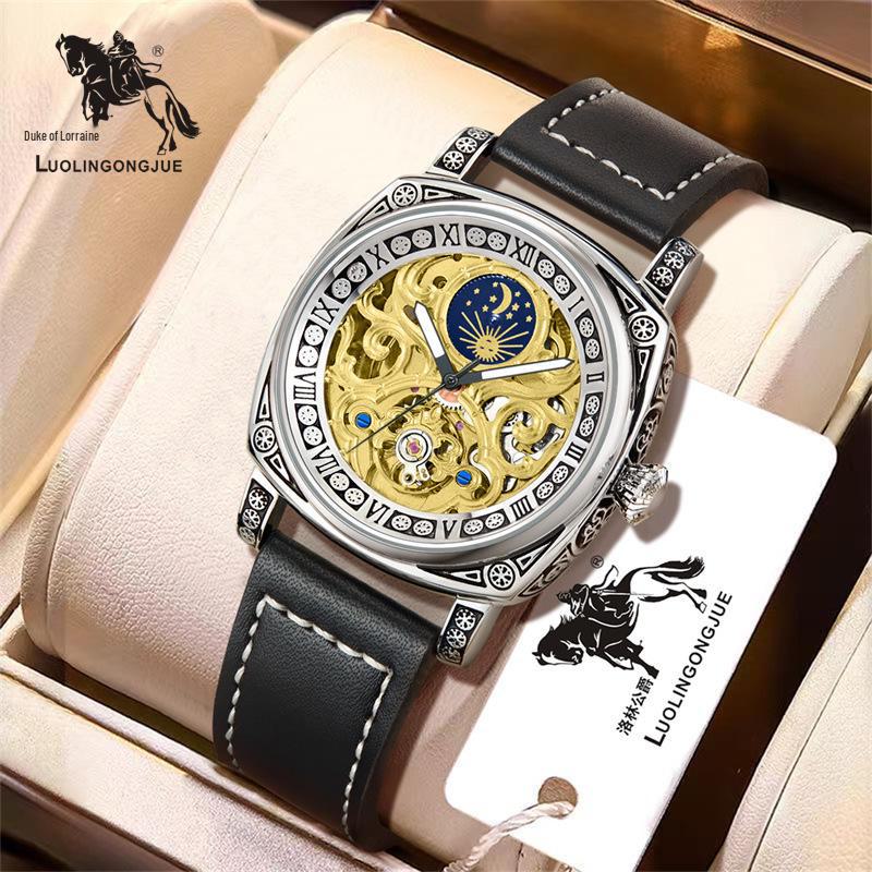 Książę Lotaryngii 8838 Męski Automatyczny Zegarek ze Słońcem, Księżycem i Gwiazdą