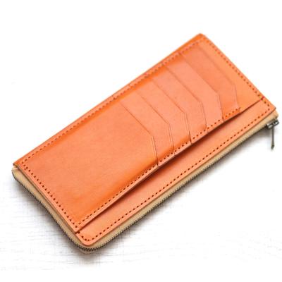 FRAGMAN Zip Long Wallet, Extra Small, for Men and Women, Made In Japan with Genuine Tochigi Leather In Camel.