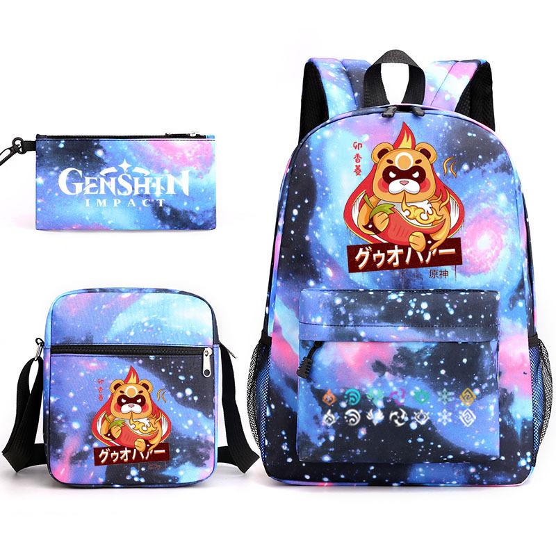 Genshinimpact Yuanshen School Bag Three-Piece Pencil Case Shoulder Bag Backpack