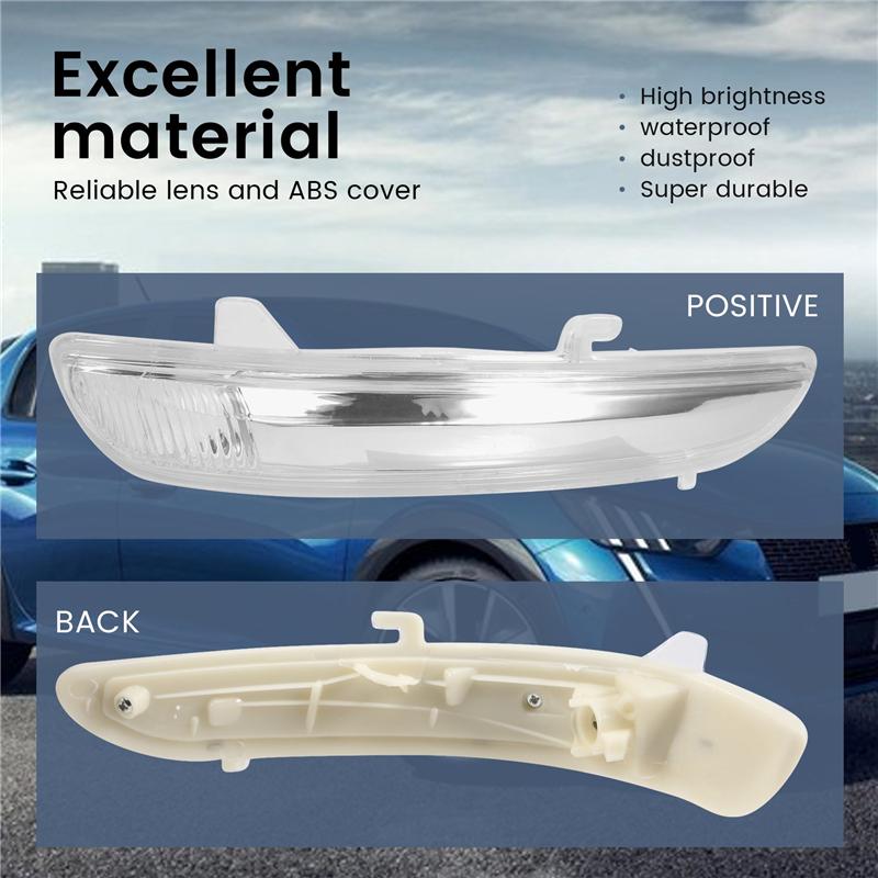 Right Side Wing Door Rear View Mirror Turn Signal Indicator Light Lens Cover 1607512680 For 208 2008-2017