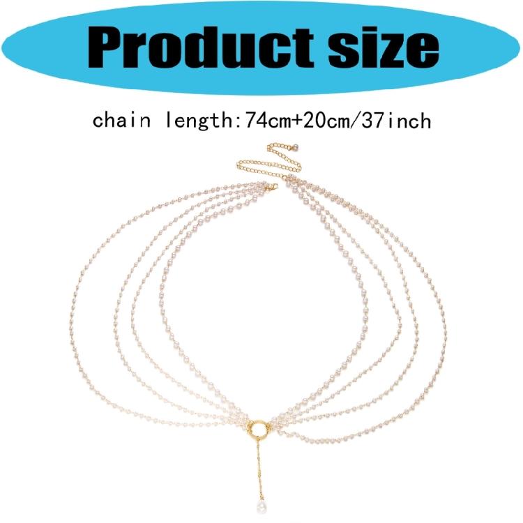 Multi Strand Imitation Pearls Tassels Necklace with Ring Elements Lightweight Alloy Neck Accessory for Various Occasions
