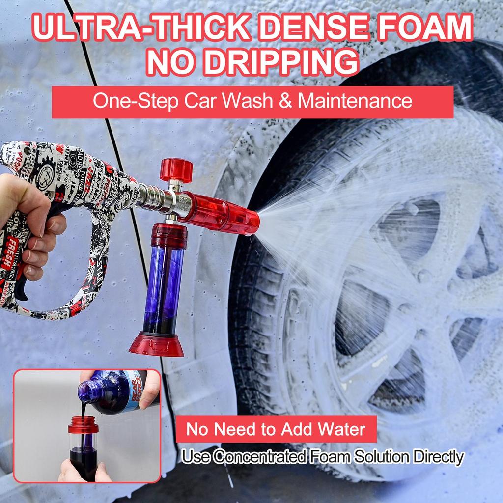BEAR FORCE Upgraded Pressure Mini Foam Cannon Pro with 1/4" Quick Connector, 360° Adjustable Snow Foam Lance Foam Generator for Pressure Washer