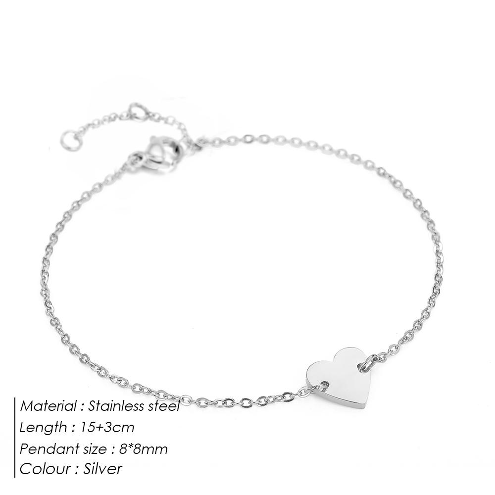 eManco Simple Initial Stainless Steel Bracelets for Women Heart Charm Bracelet Friendship Bracelet Jewellery