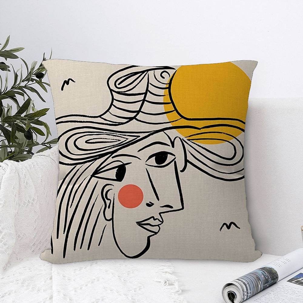 Abstract Vintage Minimalist Face Body Pillow Cushion Cover Pillowcase Living Room Sofa Home Decor Customized