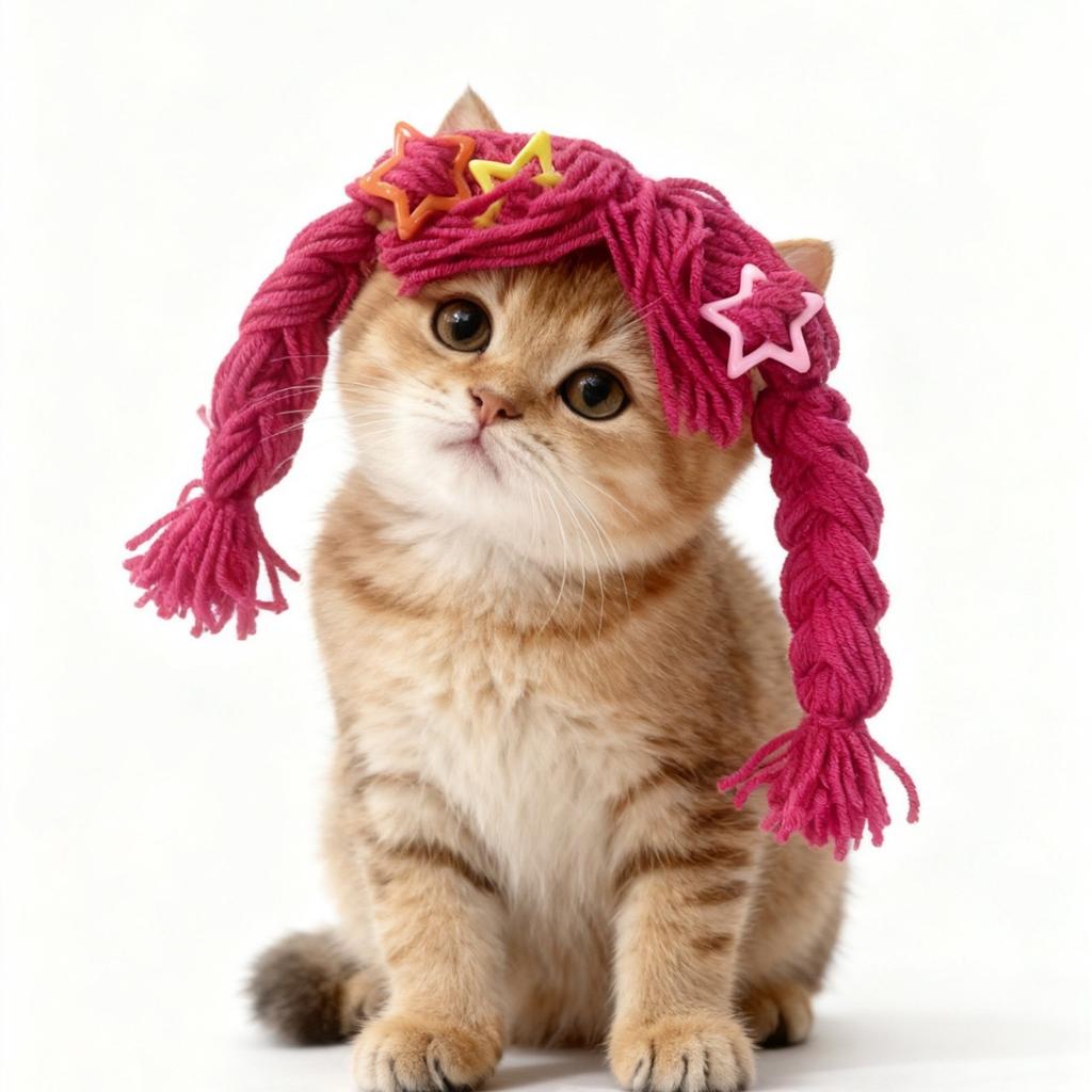 Cat Twist Braid Wig Cute Pet Headgear Dog Headgear Funny Accessories COS Photo Props Handmade