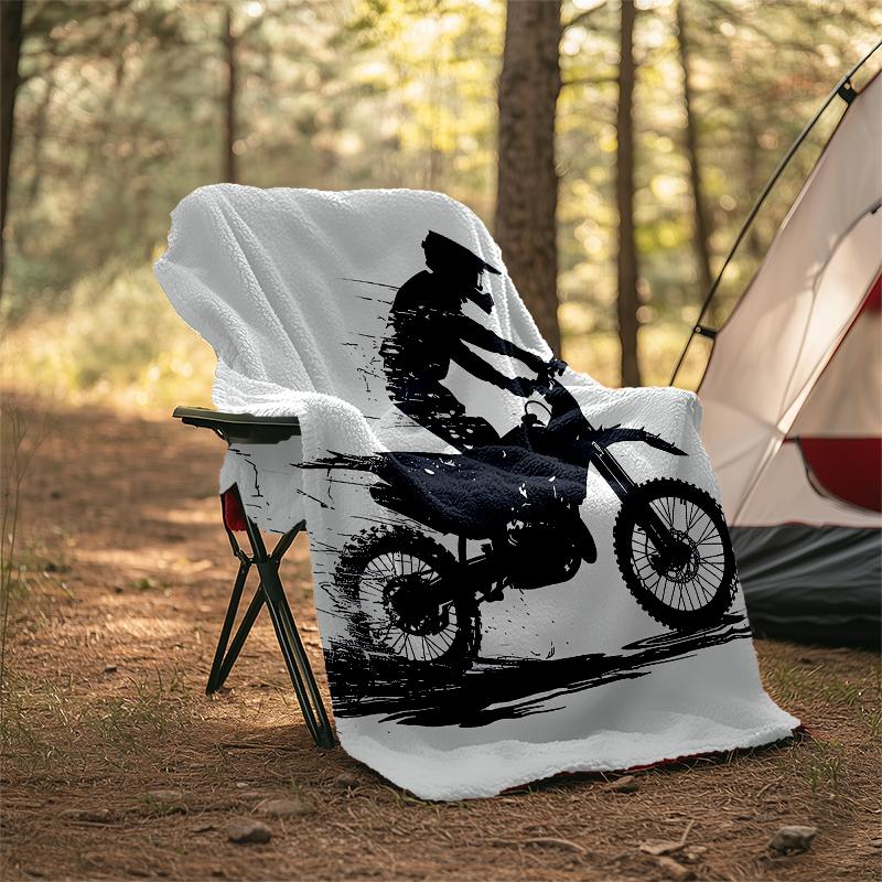 Coperta a Tema Stampata con Motivi di Moto da Fuoristrada - Perfetta per Divano, Letto, Viaggi e Uso Esterno | Lavabile in Lavatrice, Accogliente e Resistente.