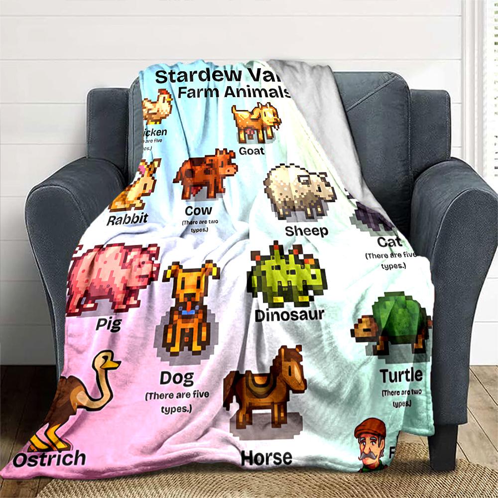 1pc Blanket - game Stardew Valley Print Design,Lightweight Blanket for Sofa,Bed- Soft &Warm,Gift for All Seasons