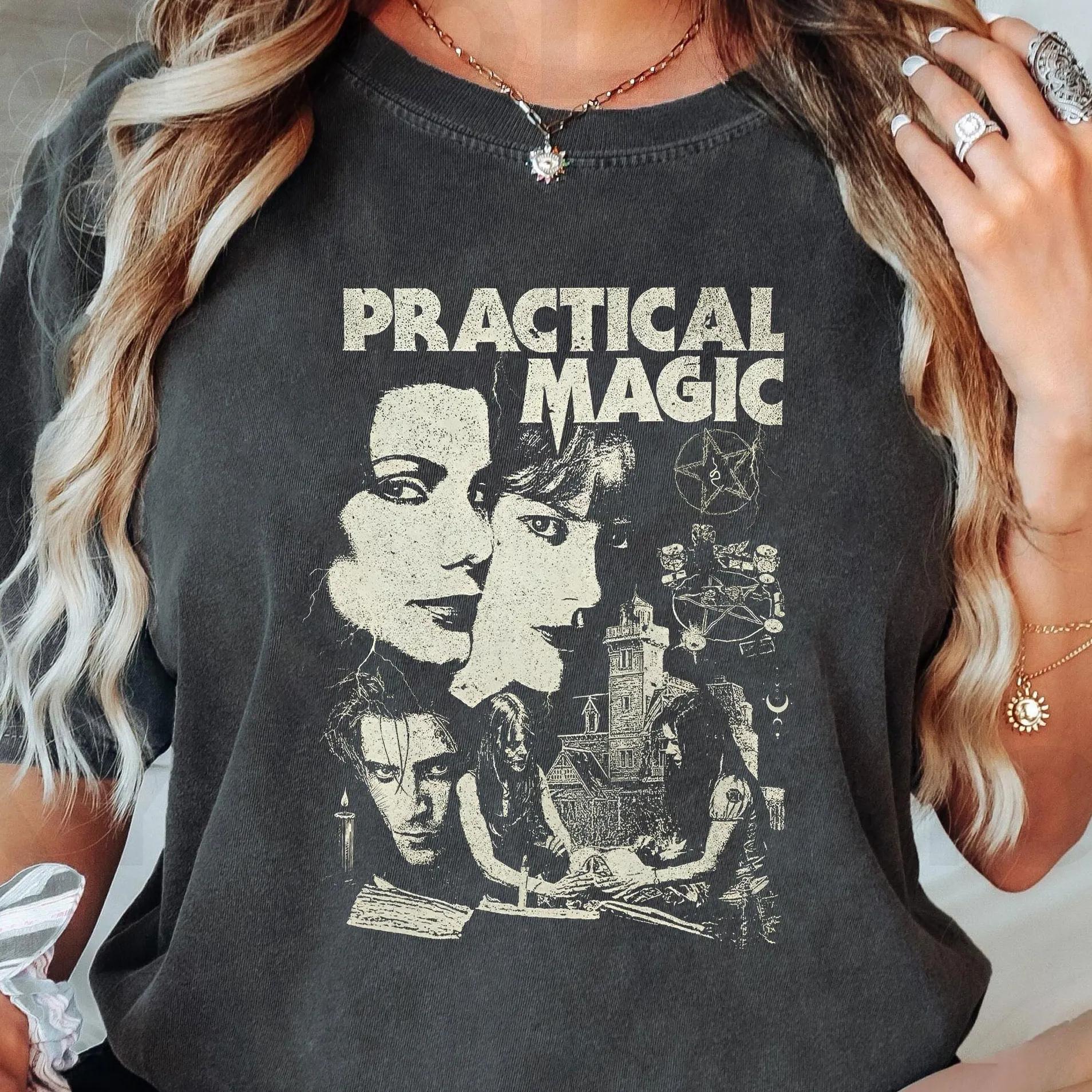 

Enchanted Retro Pattern Tshirt Comfortable Fabric Witch Theme Tshirt Horror Gift 90s Style Horror Movie Theme Top S