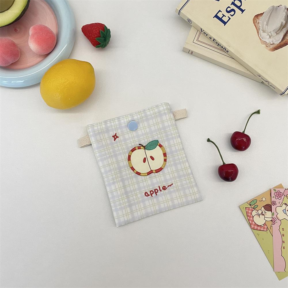 

Embroidery Fruit Ladies Card Storage Bags Compact Lightweight Women s Change Purse Female Plaid Clutch Lipstick Cosmetic Bags