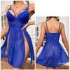 Ladies Summer Sexy Mesh See-through Lace Embroidered Sling Pajamas