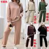 Casual Style Top Wide-leg Pants Women's Two-piece Set Autumn and Winter Large-size Knitted Sweater Women