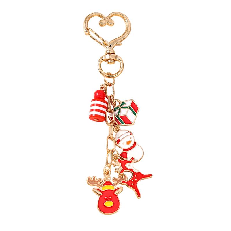 Cute Christmas Keychain Snowman Key Ring Pendants For Women Girls Handbag Decor Diy Handmade Jewelry Gift