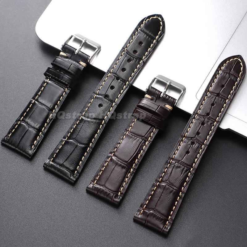 Crocodile Pattern Leather Watch Band 18mm 19mm 20mm 21mm 22mm Durable Calfskin Strap Stitching Waterproof Wristband for Omega