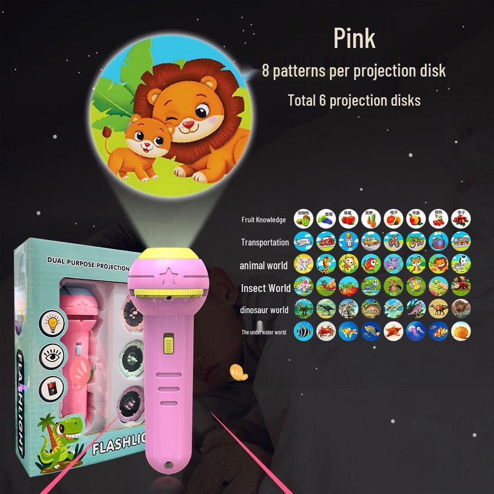 Children's Animal Projector Flashlight - Early Education Luminous Toy for Baby Picture Recognition and Cartoon Projection Gifts
