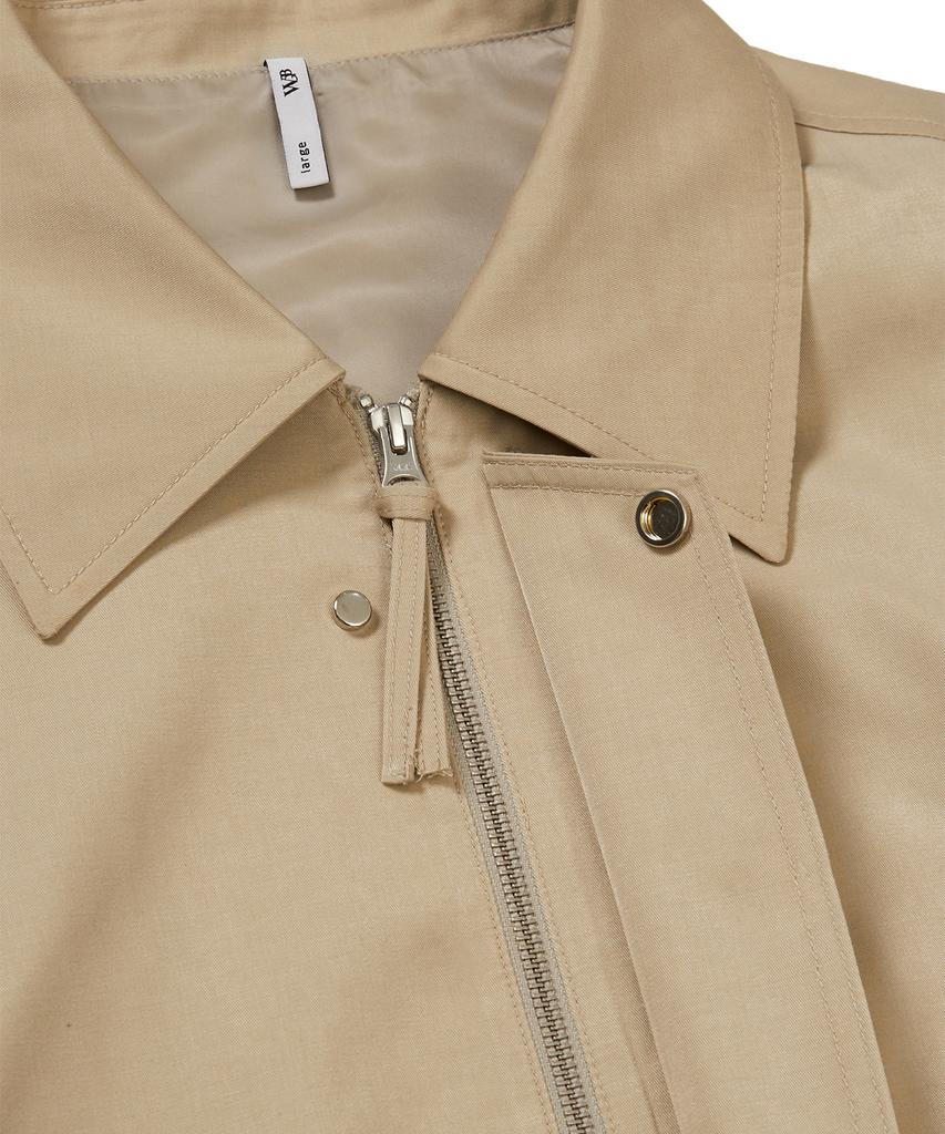 West Grand Boulevard Oversized Placket Satin Blouson Beige
