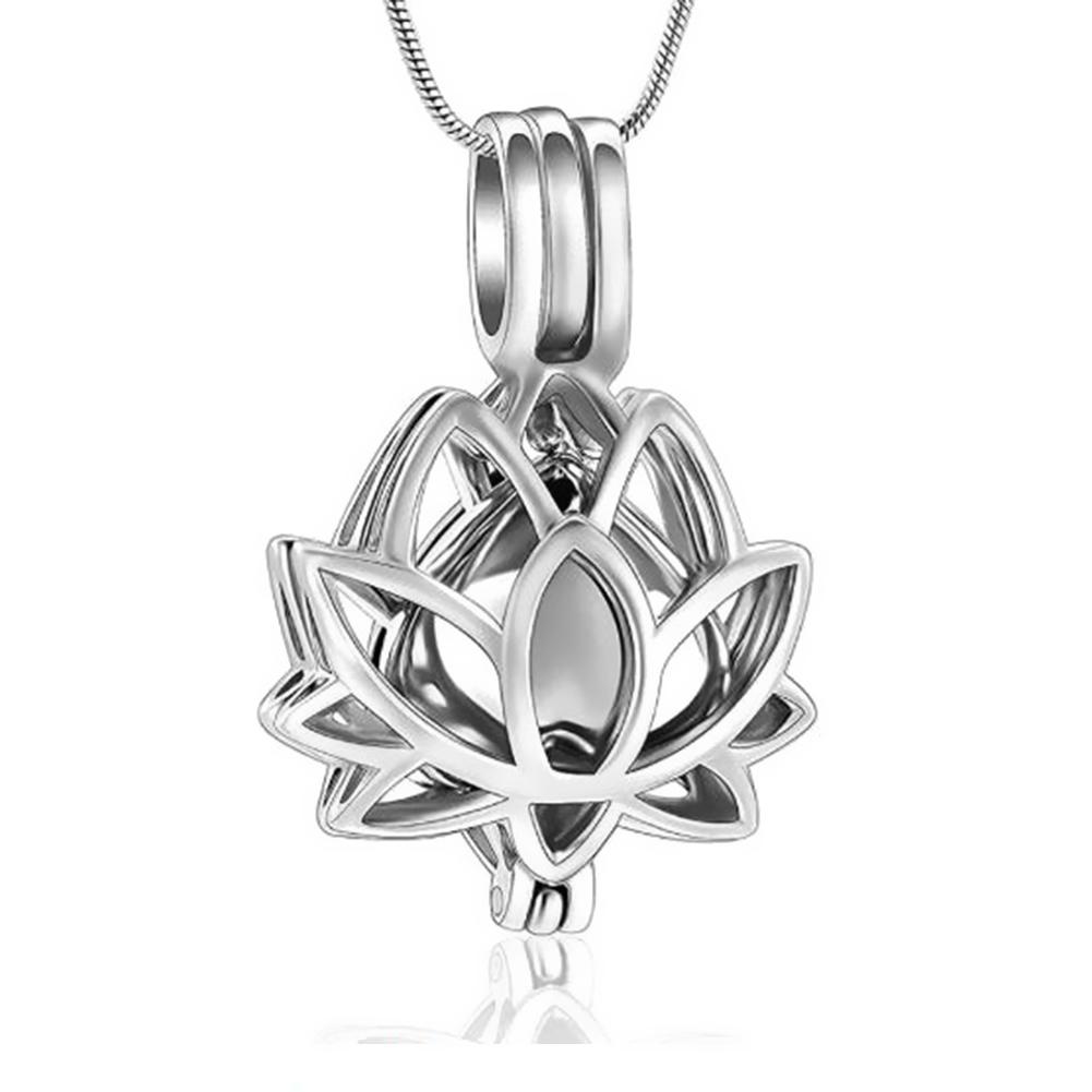 Stainless Steel Hollow Jewelry Heart Shaped Pendant Necklace Lotus Flower Shape Jewelry