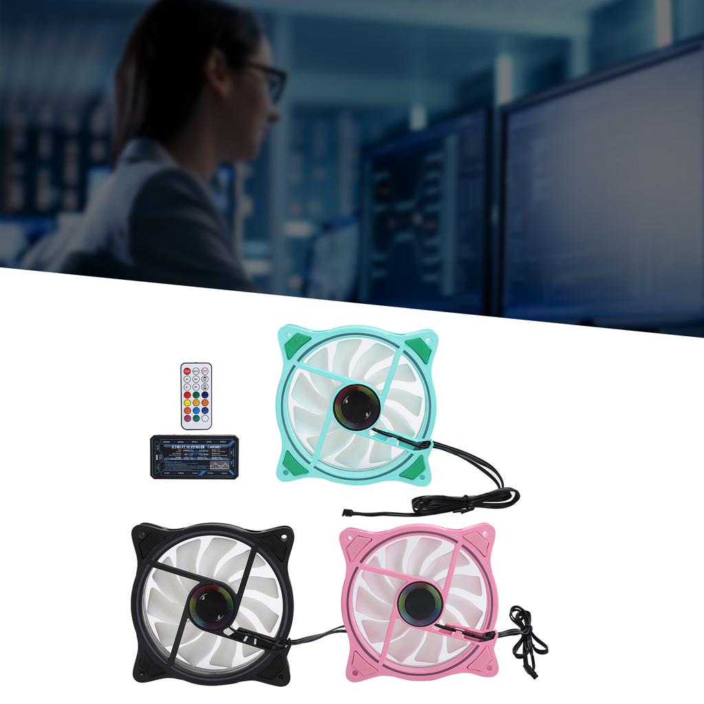 3Pcs Cooling Fans ARGB Controller 11 Fan Blades Silent Computer Air Cooler 1200rpm 12VGreen Black Pink