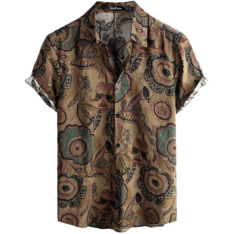 Summer Men s Casual Hawaiian Floral 3D Full-Print Button Shirt Short Sleeve - Tropical Beach Men s Quick-Drying Breathable Top S