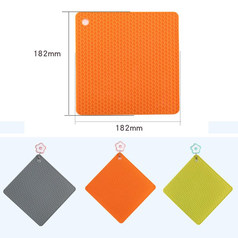 Non-slip Heat-Resistant Silicone Mats Bowl Pad Pot Holder Square Honeycomb Thicken Insulation Table Placemat Home Desktop Decor