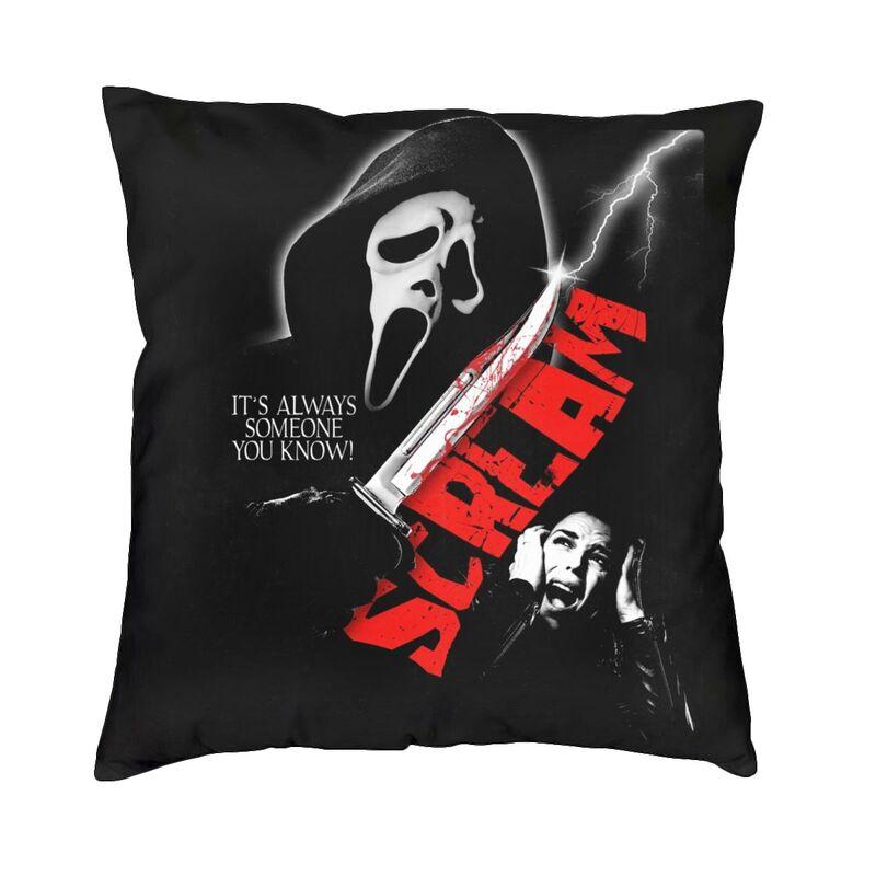 Scream Ghostface Dekokissenbezug, Schlafzimmerdekoration, Halloween-Horrorfilm-Kissen für Sofa, quadratischer Kissenbezug Dakimakura
