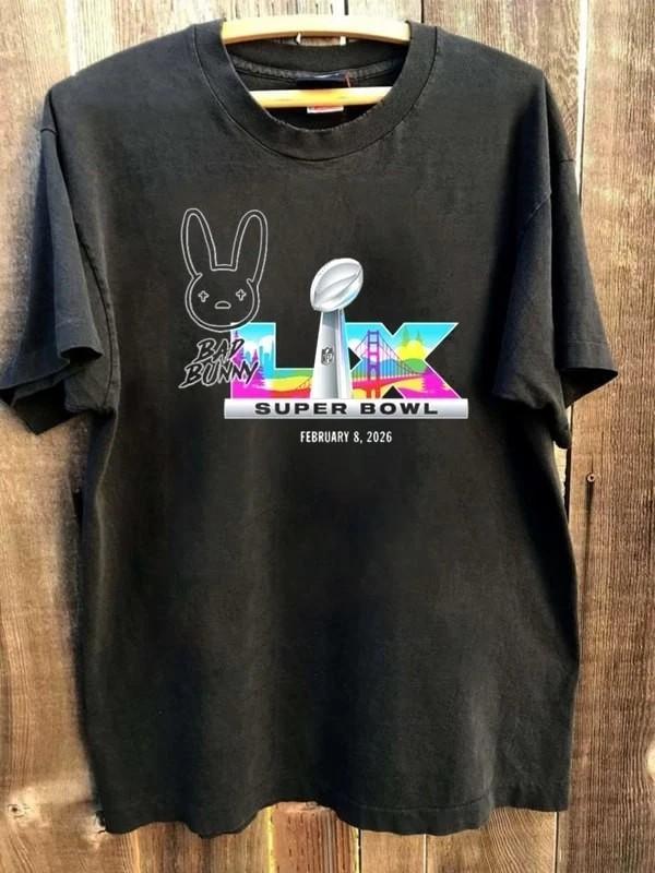 Super Bowl LIX Halftime Show 2026 x Bad Bunny short sleeve black shirt S-5XL Unisex T-Shirt L