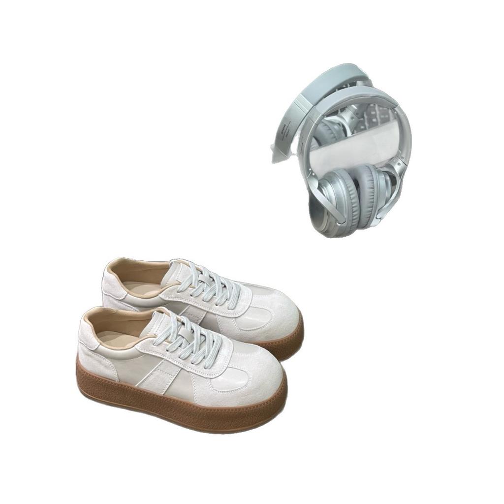 Leather Little White Shoes Women's 2025 Autumn New Board Shoes Platform Heightening Retro Versatile Sports Leisure Moral Training Shoes