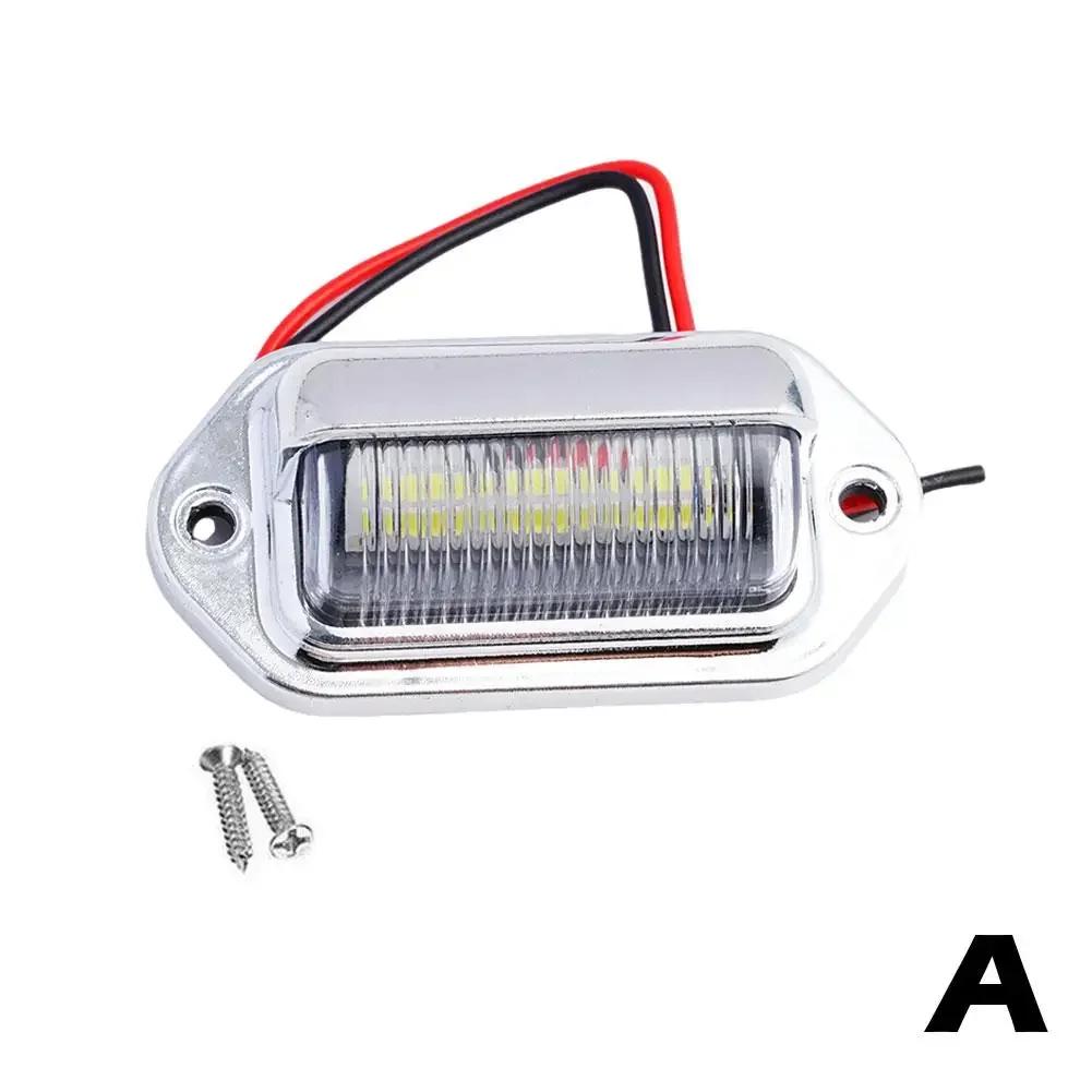 6 LED Car License Number Plate Lights Waterproof 12-24V Universal Truck RV Trailer Tail License Plate White Side Lamp Bulbs