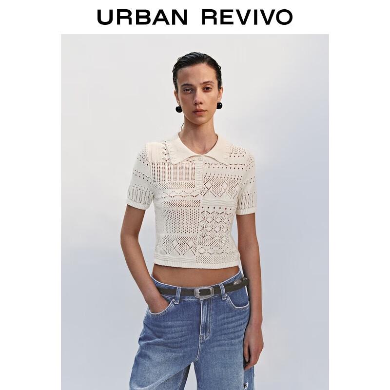 

Women s Retro Boho Polo Knit Short Sleeve Top M