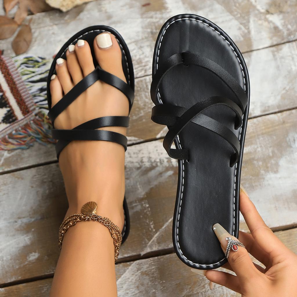 Women Casual Slippers 2025 New Summer Versatile Sandals Roman Slippers Women Vacation Beach Flat Shoes Slides Women